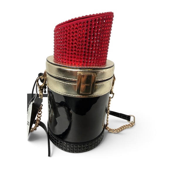 Aldo Handbags - Aldo Viradia Lipstick Novelty Crossbody Bag Red Rhinestone Black Gold NWT